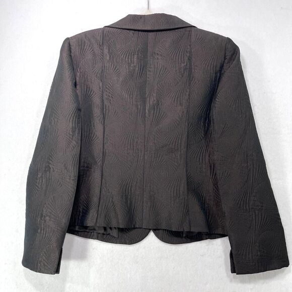 Albert Nipon Blazer Women 14 Brown Short Formal Career Embossed Evening Work Y2K - Picture 2 of 13